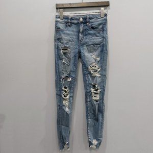 American Eagle Hi Rise Jegging Distressed Denim